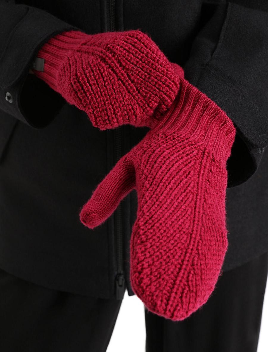 Cherry / Espresso Men\'s Icebreaker Unisex Merino Waypoint Mittens Gloves | USA 1063LISH